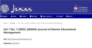 JIEMAN Vol. 7 No. 1 (2025): Menguatkan Integrasi Nilai Spiritual dan Strategi Manajerial dalam Pendidikan Islam